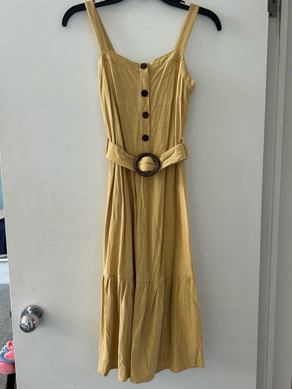 Monteau Yellow Sleeveless Belted Maxi Dress